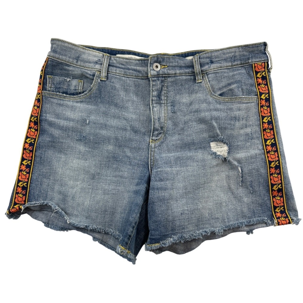 AG Adriano Goldschmied‎ Jean Shorts Womens 32 Boyfriend Embroidered Distressed